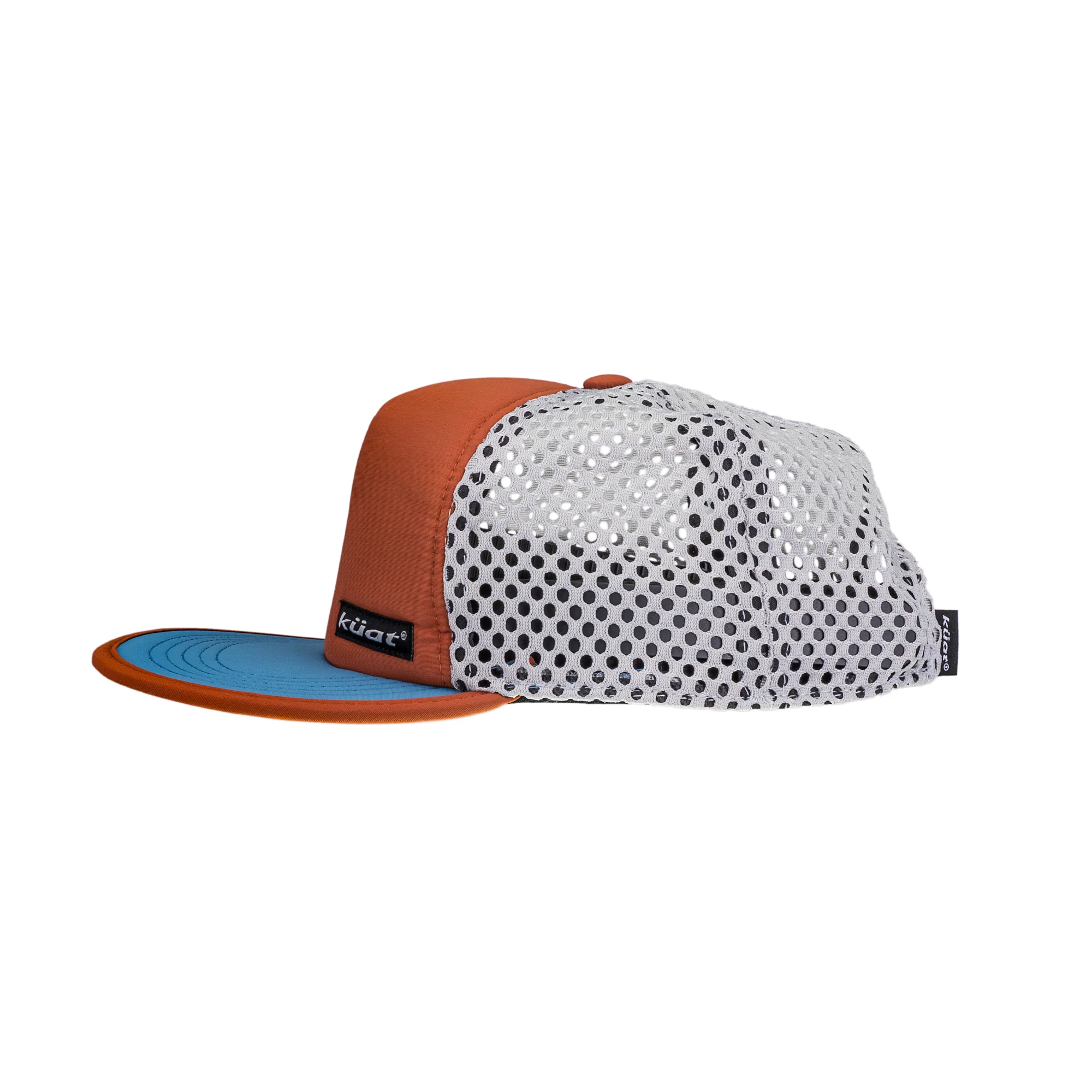 5 Panel Foam Trucker Hat Orange with Black Kuat Label - Image 3
